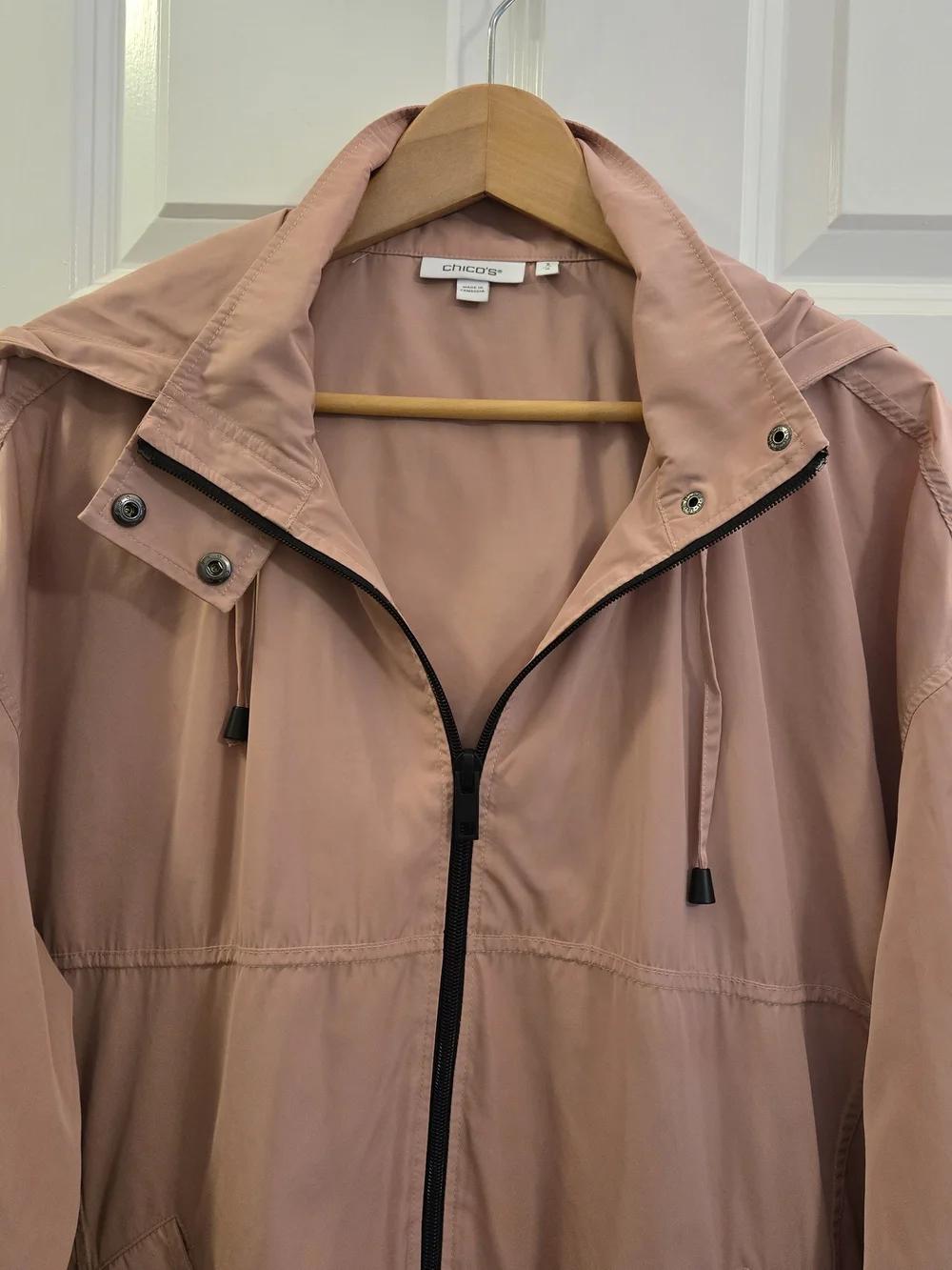 Chico's Hooded Windbreaker Utility Jacket Blush Pink - Picture 3 of 7